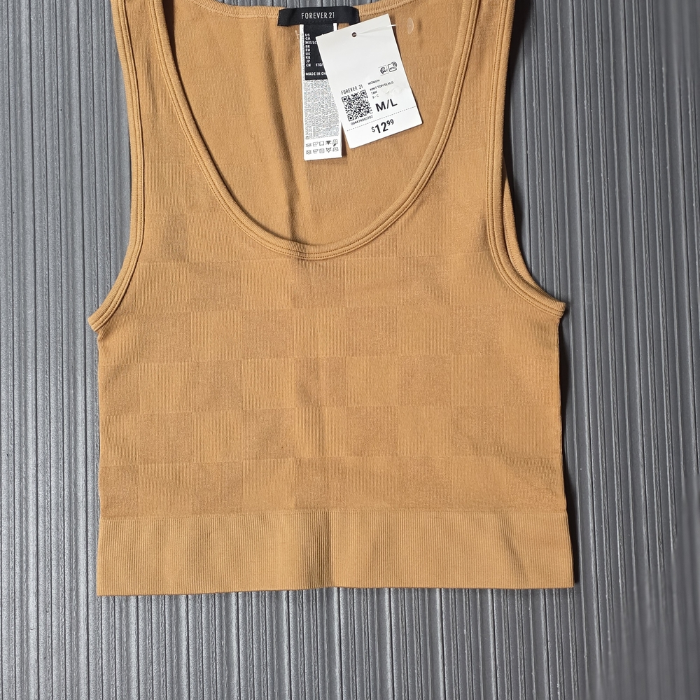 Forever 21 Mustard Ribbed Scoop Tank